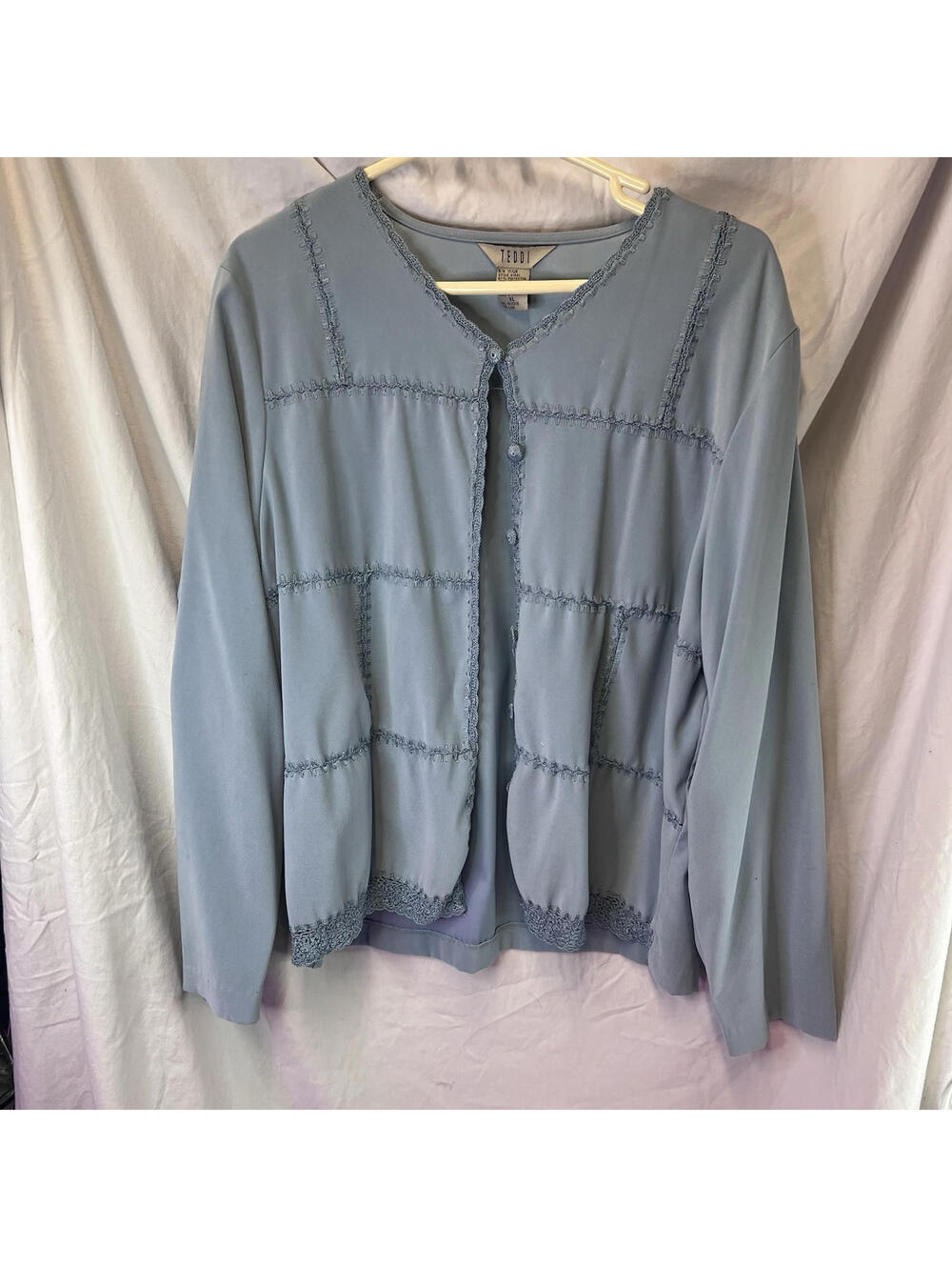 Teddi Brand Long Sleeve Patchwork Style  with Crocheted Embellishments Vintage